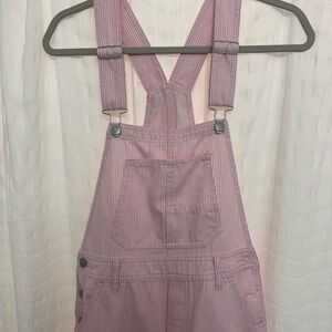 Altar’d State Pink Pinstripe Overalls